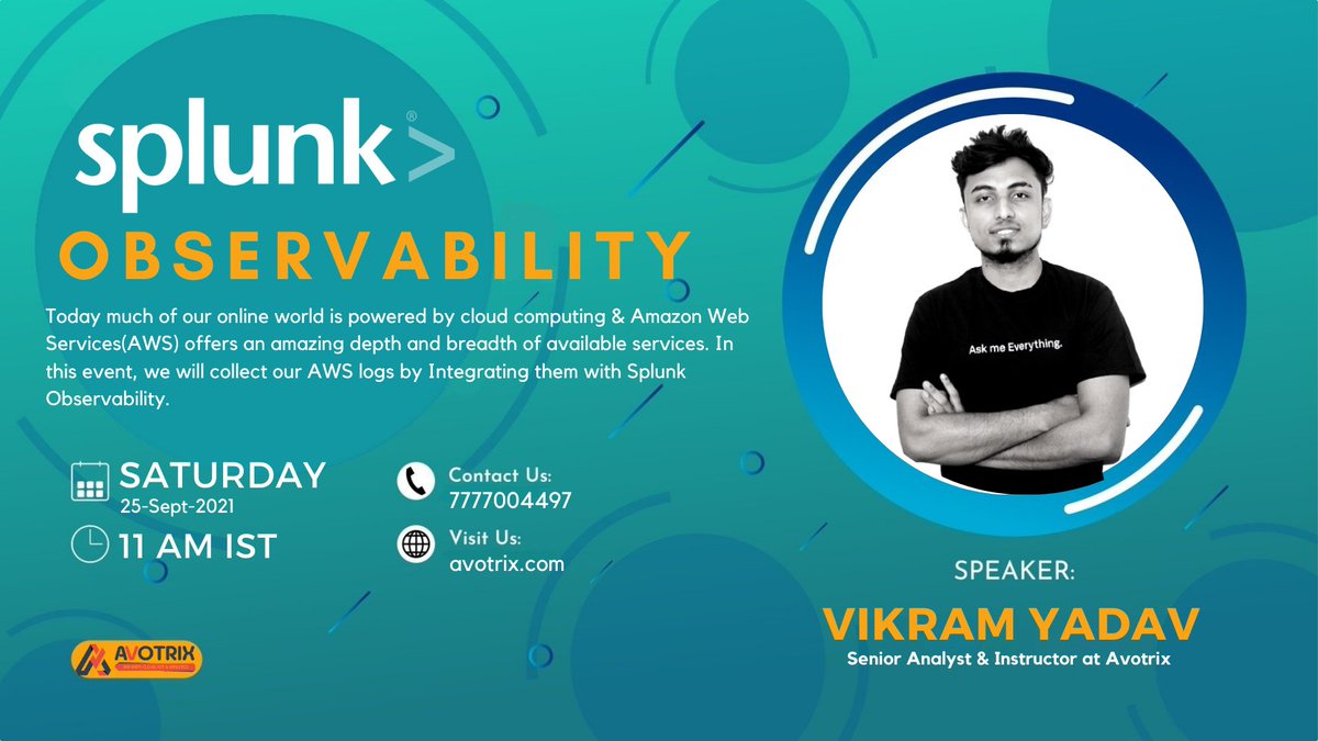 We are back again with a bang!! Hurry Up !! join us !!

Join us on September 25th and show your support, Get ready to talk on Splunk Observability with <a href="/thevikramyadav/">Vikram Kumar Yadav</a>

Link : lnkd.in/dVYmN5Qr

#splunkusergroup #splunk_mumbai_usergroup #splunk #avotrix #splunkobservability