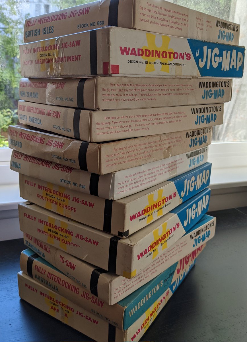 kennethfield's tweet photo. Finally got a full set of Waddington's Jig-Map puzzles from the 1970s #mapsathome https://t.co/iqjsjEDyXm