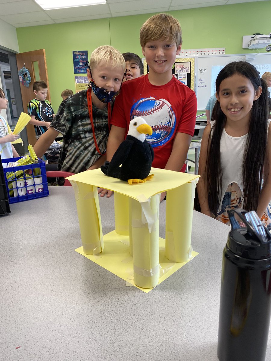 We had a lot of fun working through this paper chair activity today! Fourth grade students had to make a chair using only paper and tape. Their chair had to be sturdy enough to hold this Summerside Eagle! <a href="/SummersideElem/">Summerside ES</a> <a href="/WestCler/">West Clermont Schools</a>