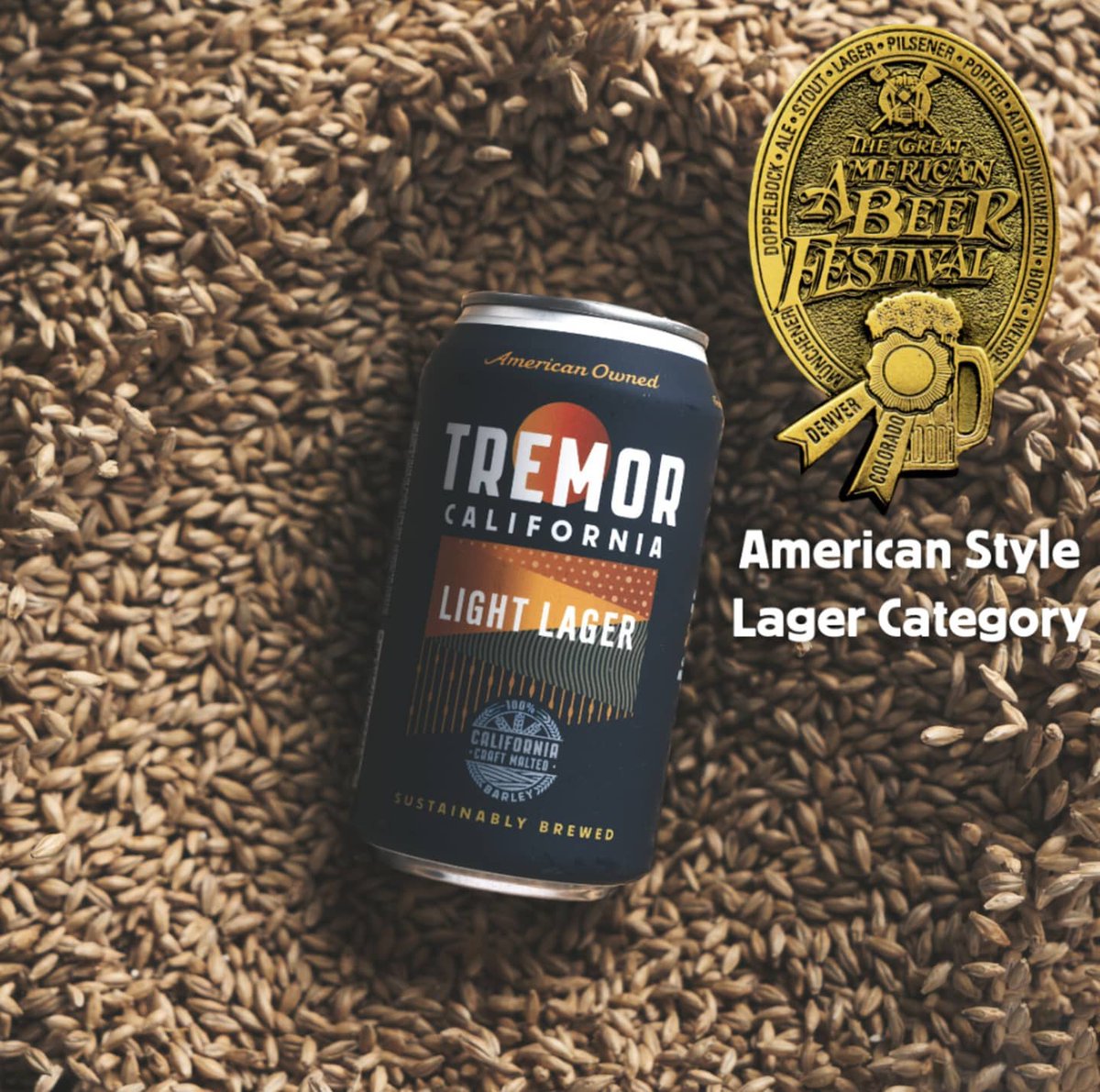 Huge congrats to @TremorCaliforn1 whose Tremor California Light Lager (Admiral malt) won the gold medal at this year's Great American Beer Fest in the American Style Lager category! admiralmaltings.com #AdmiralMaltings #AskForAdmiral Image by @TremorCaliforn1