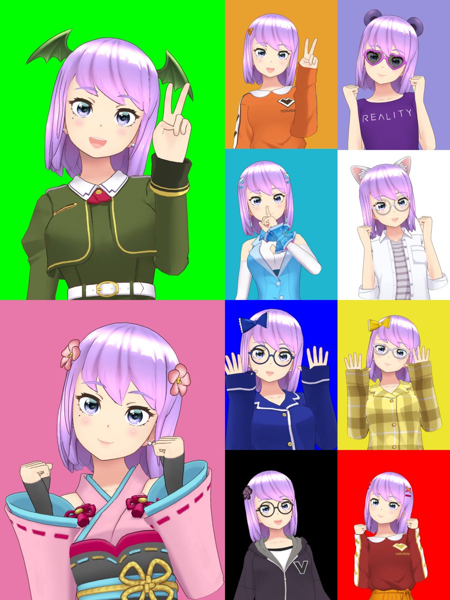 Nanami_Reality's tweet photo. Ey~ ❤️🧡💛💚💙💜🖤🤍#REALITY10colorchallenge https://t.co/MNjaRpwTwY
