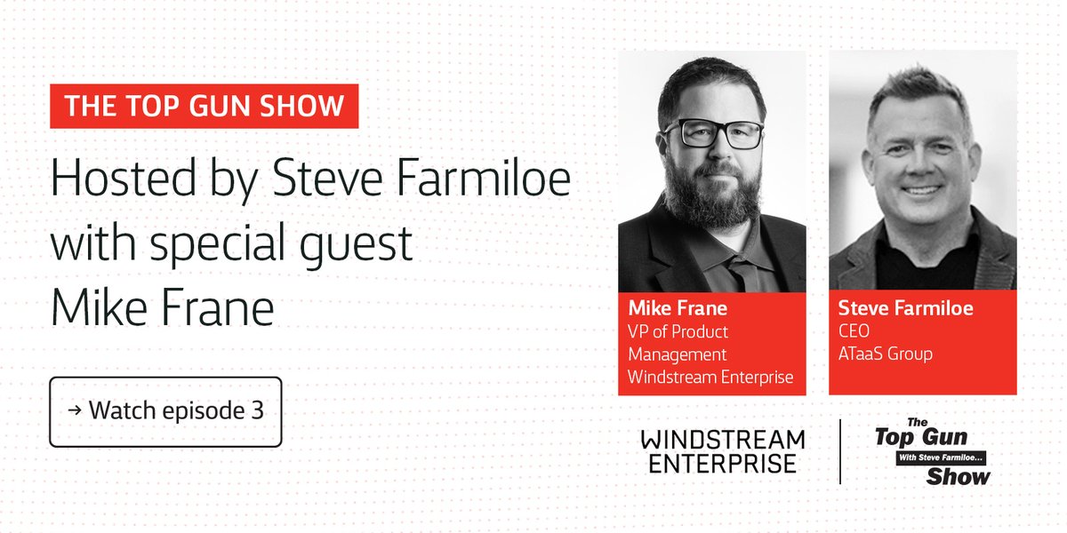 Windstream VP of Product Management for Network, Security and Digital Experience Mike Frane joins Steve Farmiloe on the #TopGunShow this week. Stay tuned each Thursday in September to learn more about Windstream Enterprise. #TeamWE okt.to/2kQrZp