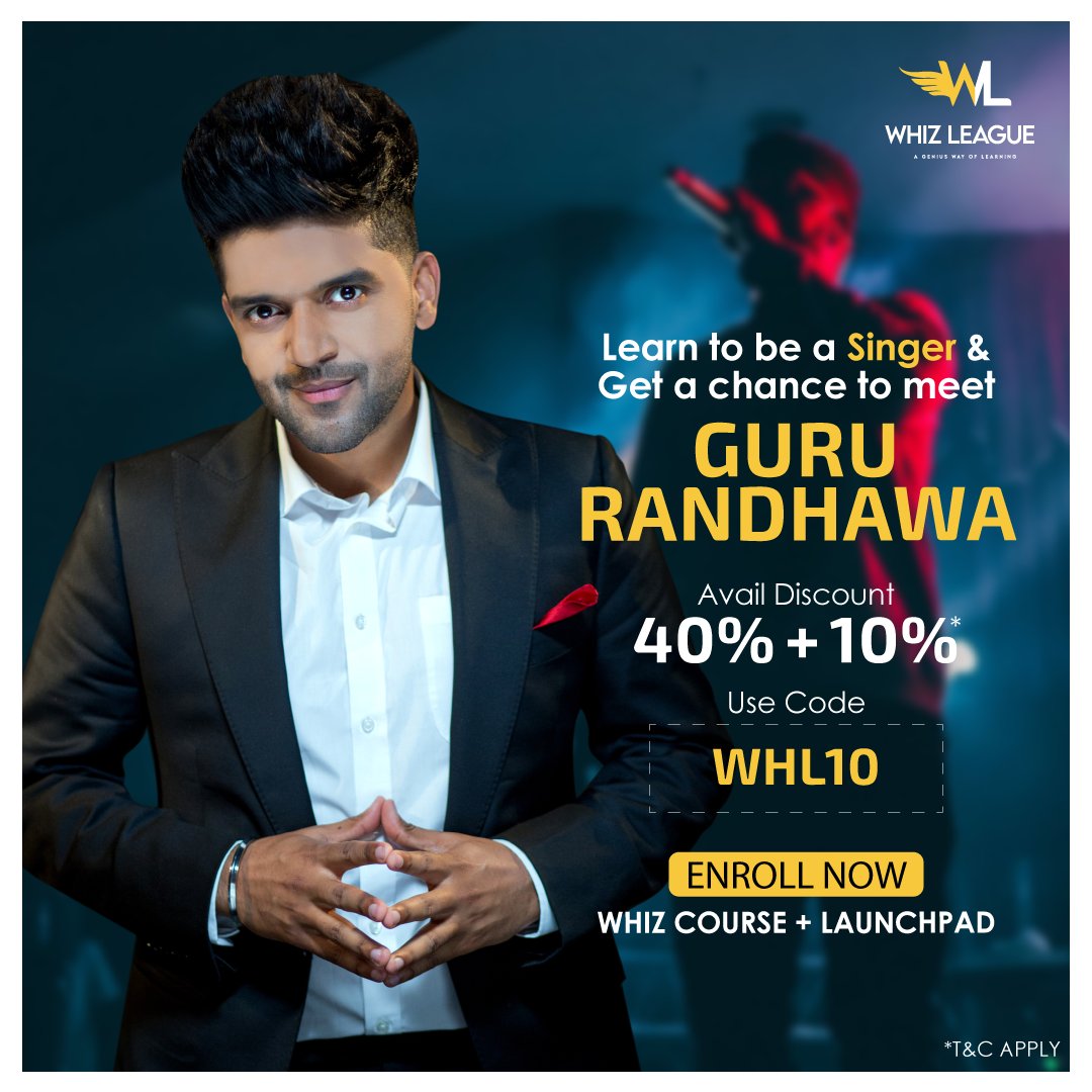 Guru Randhawa invites budding singers to kickstart your career with him at Whiz League. Learn to become a superstar & get a chance to meet & get 1-1 mentorship by him directly.

Use code WHL10 to avail 40% + 10% off

Register Now!
bit.ly/3lELxcQ

#whizlaunchpad