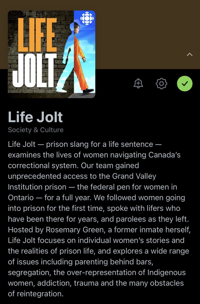 mastercastpods's tweet photo. New podcast recommendation! No spoilers!

#lifejolt #prison #canada @cbcpodcasts #women https://t.co/rJwd1BVvFx