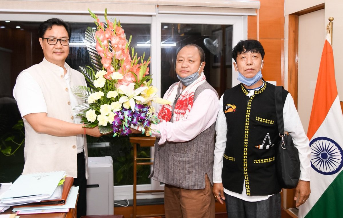 TaiTagak's tweet photo. It was a fruitful meeting with Hon'ble Union Minister of Law and Justice, Shri Kiren Rijiju ji, in New Delhi, congratulating his New responsibility of a high profile cabinet Minister in the Modi Government. https://t.co/3ixklnsNjc