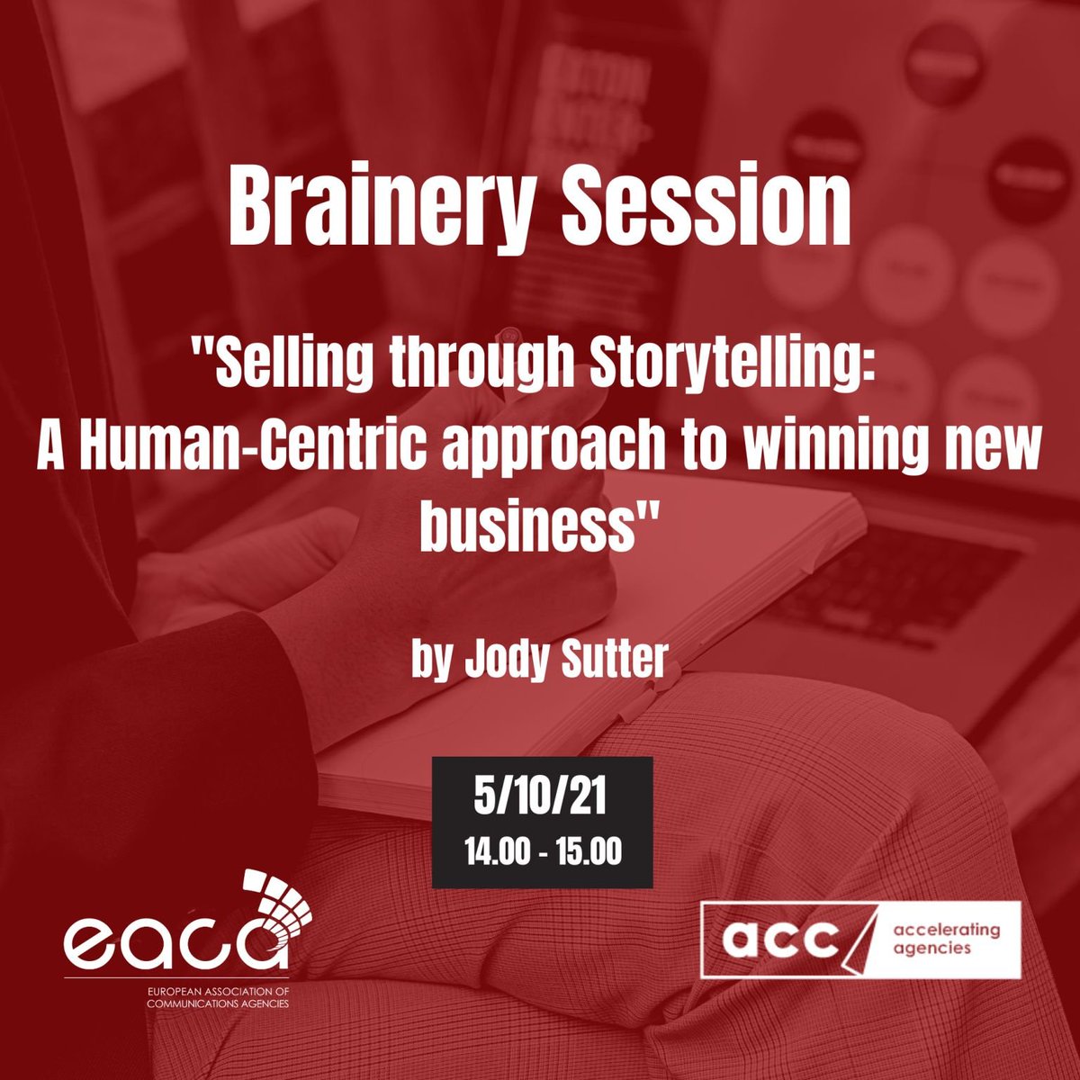 Jody Sutter (@jodysutter) on Twitter photo Can you sell through storytelling? Join me 5 Oct 2pm CEST for my webinar hosted by <a href="/EACA_eu/">European Association of Communications Agencies</a> and <a href="/ACCBelgium/">ACC Belgium</a>: "Selling through Storytelling: A Human-Centric approach to winning new business" and change the way you pitch forever! #agencypitch #winnewbusiness
acc.be/the-brainery/t… Can you sell through storytelling? Join me 5 Oct 2pm CEST for my webinar hosted by <a href="/EACA_eu/">European Association of Communications Agencies</a> and <a href="/ACCBelgium/">ACC Belgium</a>: "Selling through Storytelling: A Human-Centric approach to winning new business" and change the way you pitch forever! #agencypitch #winnewbusiness
acc.be/the-brainery/t…