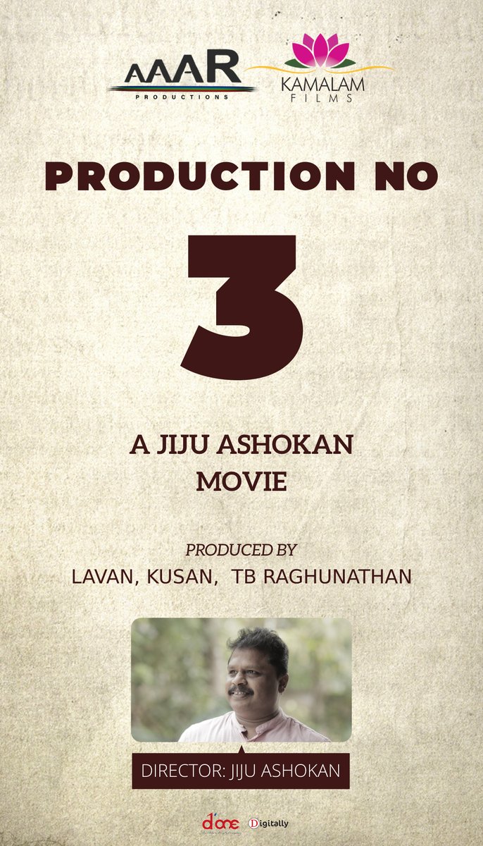 We are extremely happy to announce our next film in Kollywood with director Jiju Ashokan. 

The Comedy Thriller film is under pre production &amp; shoot will begin soon.

<a href="/AaarProductions/">AAAR Productions</a> #KamalamFilms #JijuAshokan <a href="/DoneChannel1/">Done Channel</a> <a href="/digitallynow/">Digitally</a>
