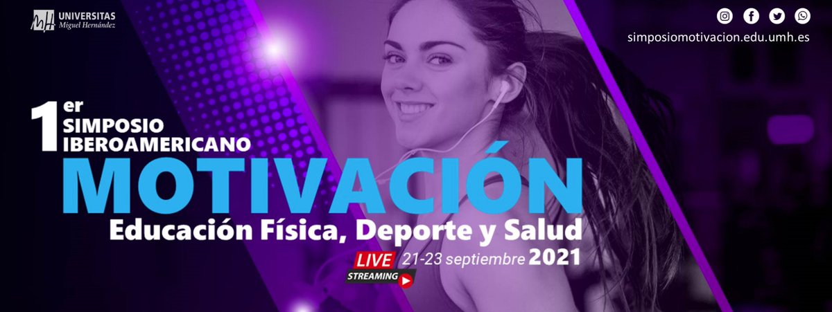 💻 Del 21 al 23 de septiembre 📅 I Simposio Iberoamericano Motivación: educación física, deporte y salud #SIM2021 buff.ly/3tWHkoD

🎯 Objetivo: consolidar, compartir y proyectar las últimas investigaciones sobre la evolución de la motivación.

<a href="/cidumh/">CID (UMH)</a> <a href="/AsociacionAIDEA/">Asociacion AIDEA</a>