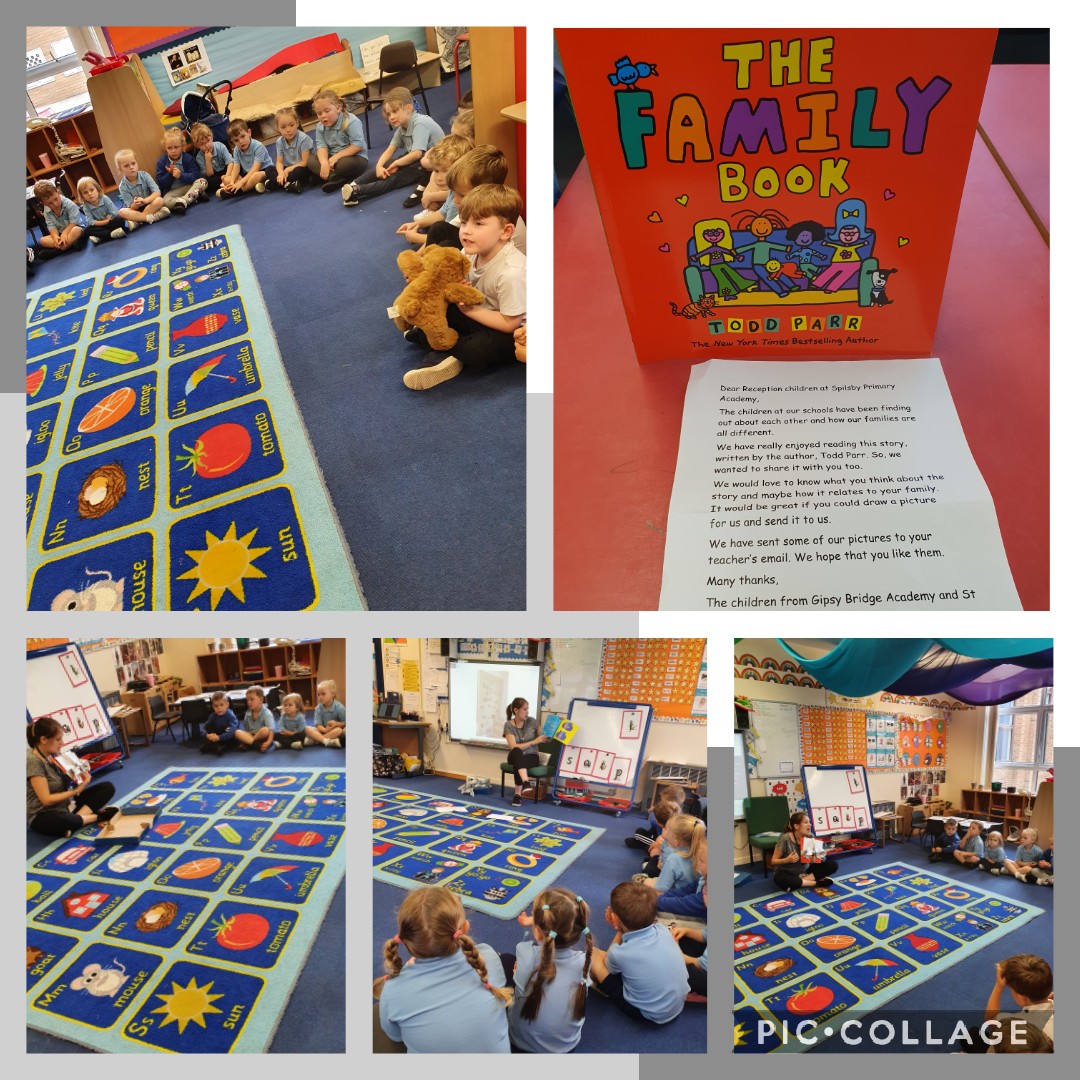 Mrs_Bartle's tweet photo. The Reception children @SpilsbyPrimary @InfinityAcad were so excited to receive a book and letter from @GipseyBridgeSch and @BostonStNic. We read the book, spoke about our different families and drew some pictures ready to send back to the schools. #families #EYFS https://t.co/C23ayOELuO