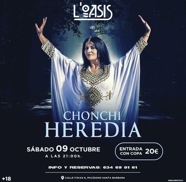 9 octubre <a href="/Chonchi_Heredia/">ChonchiHerediaoficial</a> en concierto en @loasis  no faltéis .