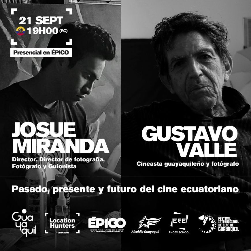 MarcaGuayaquil's tweet photo. De la mano de Gustavo Valle y Josué Miranda le daremos una mirada al pasado, presente y futuro del cine ecuatoriano en una charla presencial en las instalaciones de @EpicoGye.  

Para más info escríbenos por DM.
 
#GuayaquilLocationHunters https://t.co/wYRpBIB4DL