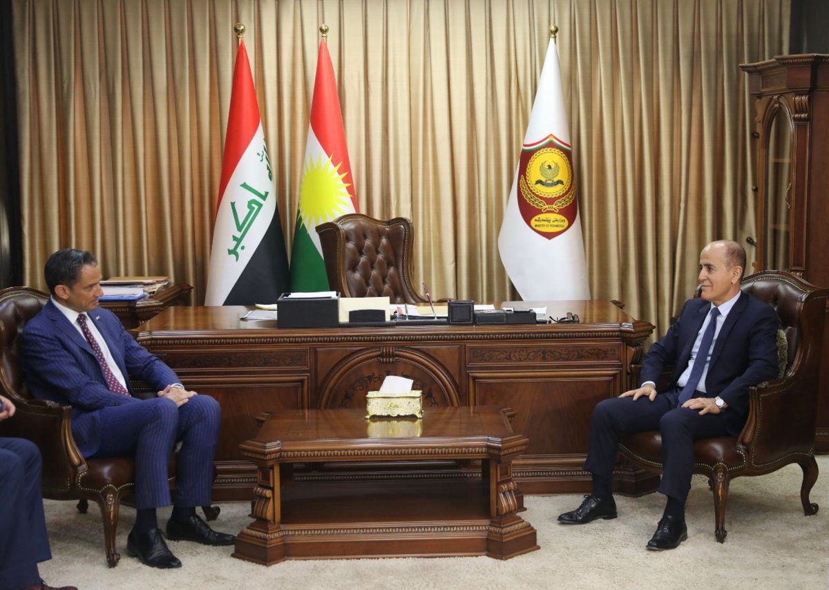 KRG_MOPE's tweet photo. Today, @KRG_MOPE Minister had a meeting with @RJPalladinoJr were they discussed the latest changes in the area &amp; the current dangers of terrorists &amp; the latest steps of #reformprocess in the Peshmerga Ministry &amp; the relations between @KRG_MOPE and the Iraqi Defense Ministry, https://t.co/uzrp971yGb