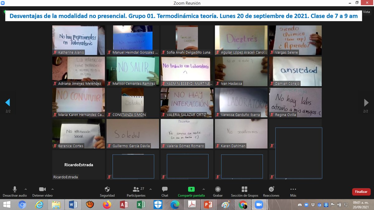 ricestrada's tweet photo. Hoy es un día hábil, de clases en modalidad no presencial.
Les platiqué a mis alumnos del gpo. 01 lo que está pasando en Twitter #LatinXChem2021 #LXChemEdu y también se animaron a participar en el cartel #ED34
Desventajas de la modalidad no presencial: https://t.co/w9jZQjwWyw