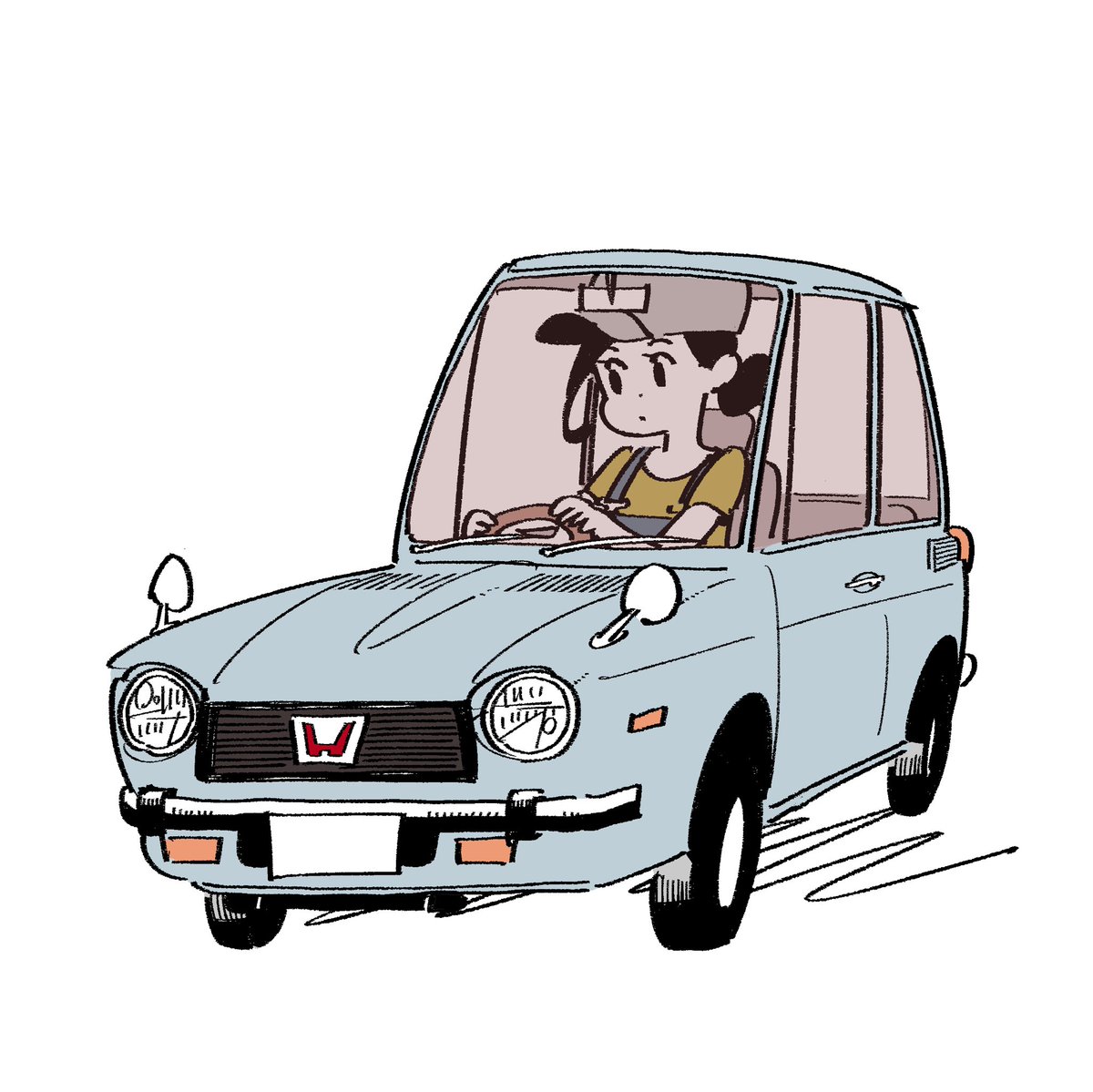 1girl motor vehicle ground vehicle car vehicle focus hat solo  illustration images