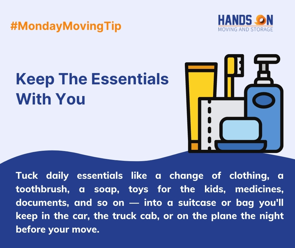 handsonmoving's tweet image. Keep the toiletries and medicines with you in a bag on a moving day.
#MondayMovingTip #PackingToiletries #HandsOnMoving