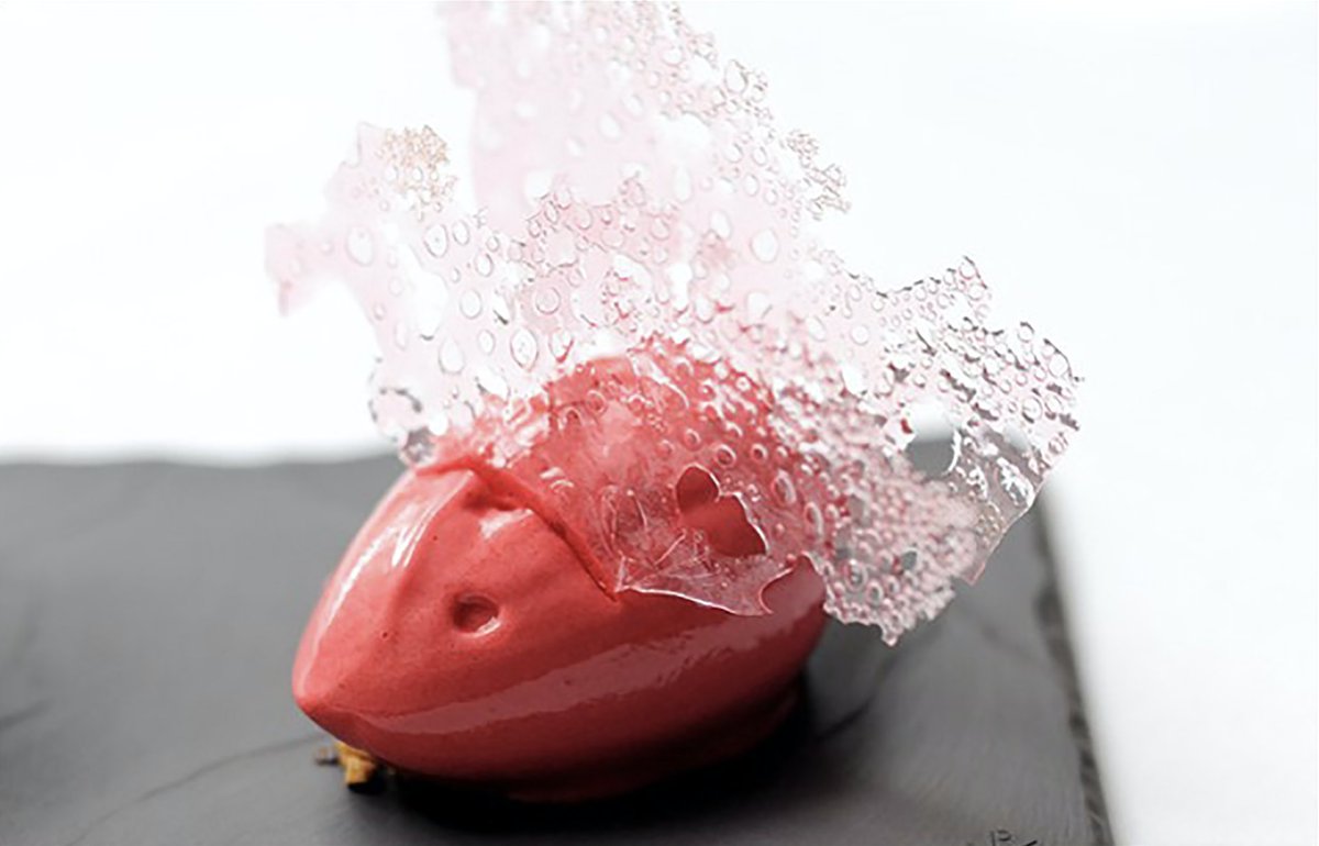 The best time for ice cream is always. Beautiful Raspberry Chip Ice Cream presentation Chef Michael Laiskonis!