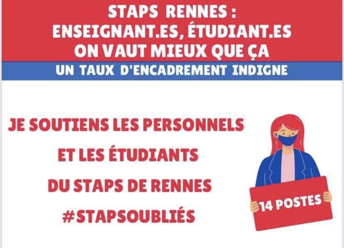 🔴 En Staps à <a href="/UnivRennes_2/">Université Rennes 2</a>, la situation est tout simplement inacceptable ! L'#UNEF soutient la mobilisation des <a href="/Profs_Staps_R2/">Staps Rennes En Colère</a> et des étudiant·e·s qui dénoncent le manque de moyens et d'enseignant·e·s.

La rentrée ne peut pas se faire dans de telles conditions!