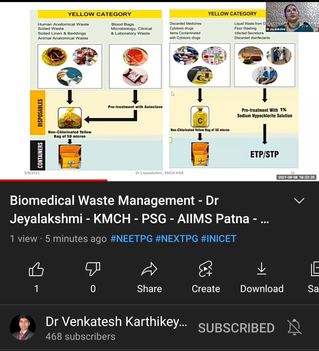 dr_venkatesh_k's tweet image. Webinar on Biomedical Waste Management by Dr Jayalakshmi, HOD of Microbiology, KCMH.

youtube.com/watch?v=1-JE9d…

#NEETPG #NEXTPG  #INICET  #AIIMS  #PGI  #JIPMER  #DNB  #FMGE  #NEET2021 #INICET2021   #NEET_PG, #NEXT_PG #neetpg2021

#CAHO #BWM #biomedical  #drvkspm #mbbs
