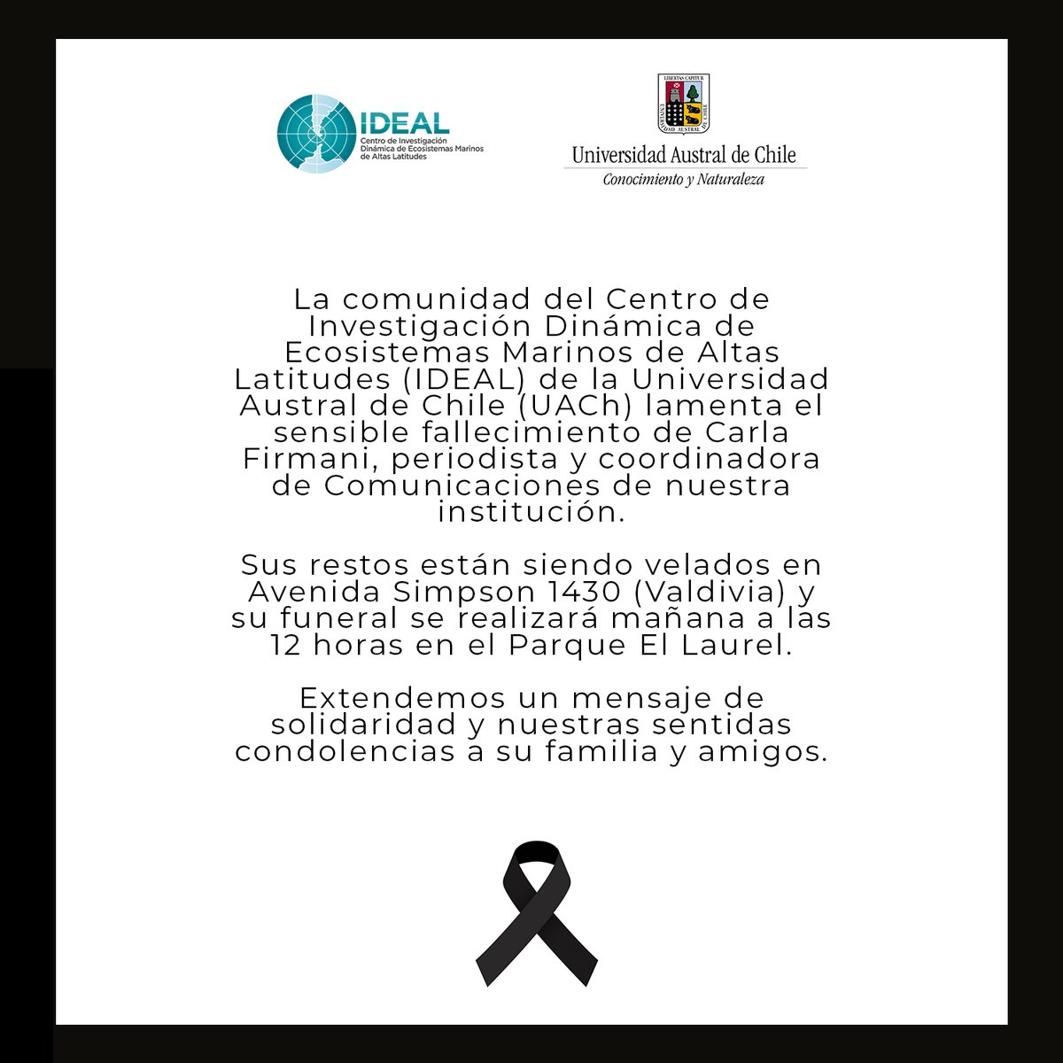 Lamentamos el sensible fallecimiento de nuestra colega y amiga, Carla Firmani, quien se desempeñó dentro del ámbito de las comunicaciones y la divulgación científica en nuestro centro, encabezando diversas iniciativas multidisciplinarias 🌷