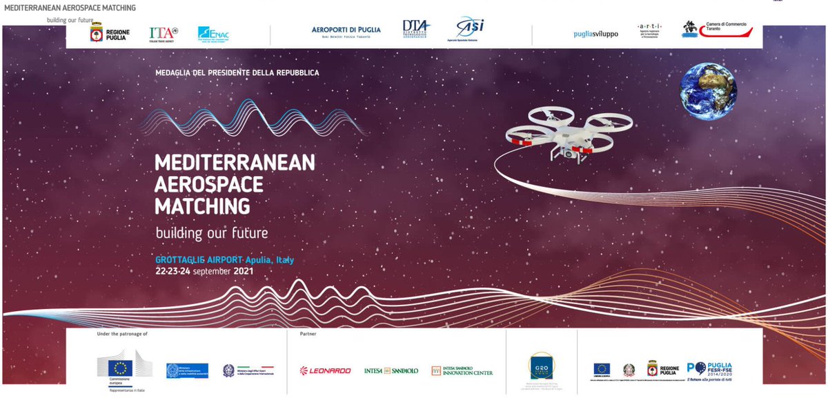 @Exprivia_Italy sarà presente al prossimo evento internazionale 'Mediterranean Aerospace Matching' che avrà luogo in Puglia, presso l’Aeroporto di Grottaglie, dal 22 al 24 Settembre 2021. Un evento dedicato al mondo dell'#aerospazio! medaerospace.it