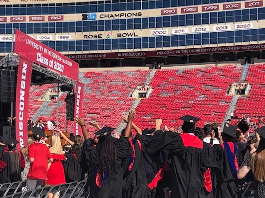 shucha's tweet photo. Great pics of the #UWGrad2020 celebration. And don’t forget the Jump Around! https://t.co/sDnWFt7Ljl