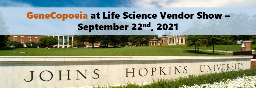 GeneCopoeia's tweet photo. We are 2 days away from GeneCopoeia attending its first in-person vendor show in over a year! We are excited to be exhibiting at the Life Science Vendor Show at Johns Hopkins this Wednesday the 22nd, from 11:30AM - 1:30PM. Come by our booth and receive an exclusive discount offer https://t.co/yjqFrgvpUf