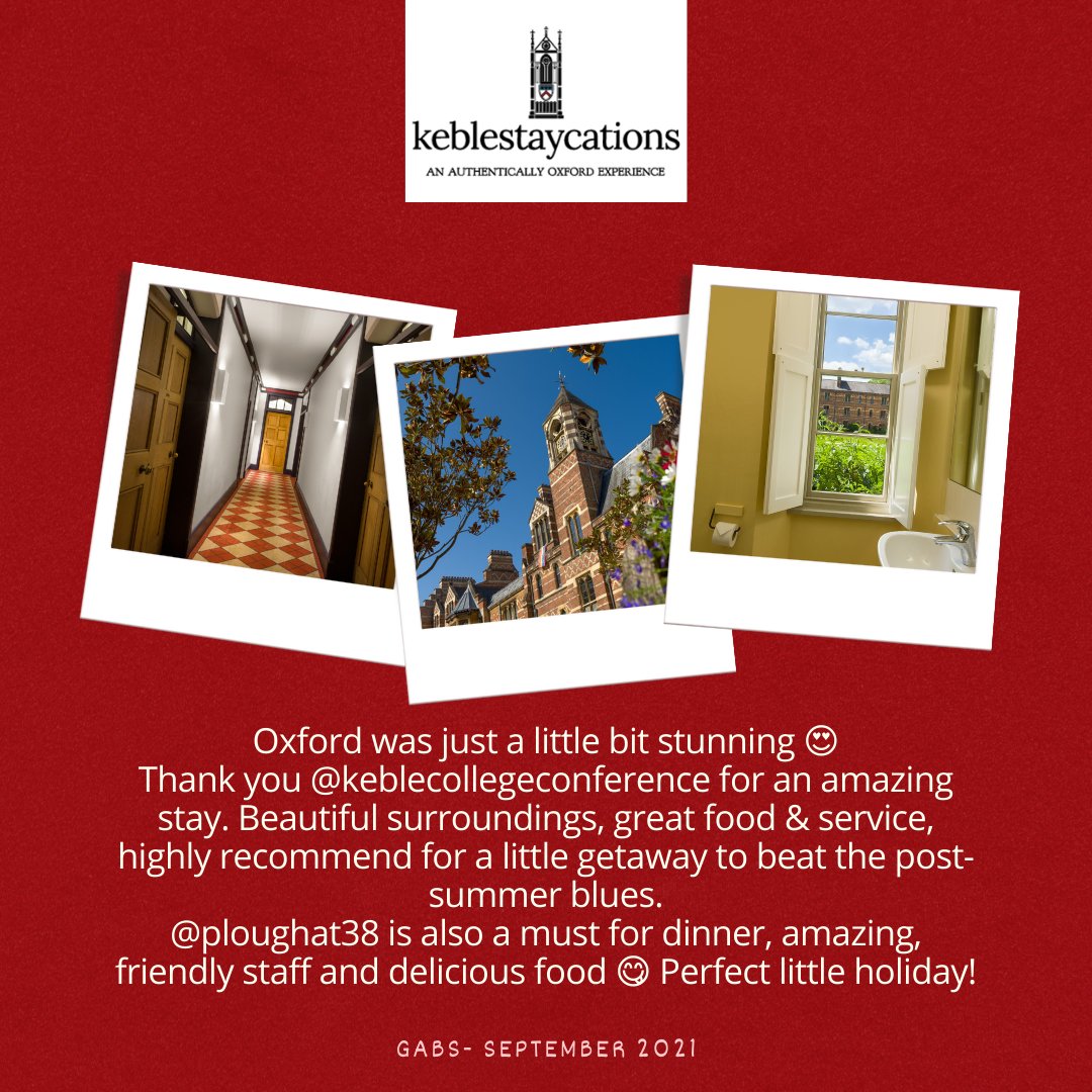 Thank you to Gabi who left us this review after her #keblestaycation. Book your Authentically #Oxford Experience before September 26th...plus we'll be back for your Christmas Staycation experience, keep tuned for more detail!! ⠀
⠀
#visitoxford #review #thankyou #christmas