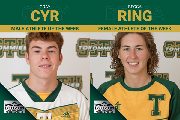 STU Tommies (@tommiesstu) on Twitter photo This week's <a href="/SKFredericton/">Supplement King Fredericton</a> Athletes of the Week are Gray Cyr of <a href="/STUSoccer/">TommiesSoccer</a> and Becca Ring of <a href="/STUWRugby/">STU Women's Rugby</a>.
Congrats to both athletes on a great weekend! This week's <a href="/SKFredericton/">Supplement King Fredericton</a> Athletes of the Week are Gray Cyr of <a href="/STUSoccer/">TommiesSoccer</a> and Becca Ring of <a href="/STUWRugby/">STU Women's Rugby</a>.
Congrats to both athletes on a great weekend!
