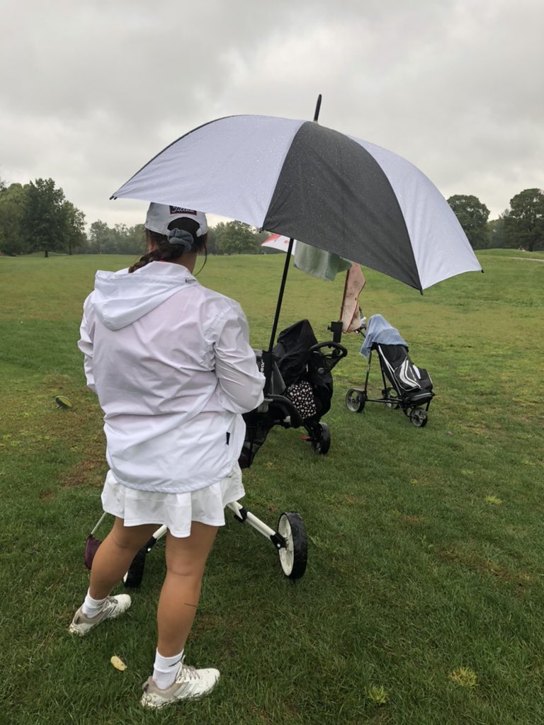 New_Pal_Golf's tweet photo. Golf is tough enough…today is tough x10. A steady rain and breeze from the south make for trying conditions. These girls are true warriors today! #ihsaasectional #WeAreDragons @NPHSDragons @VoelzJames https://t.co/rSCK1jJeBO