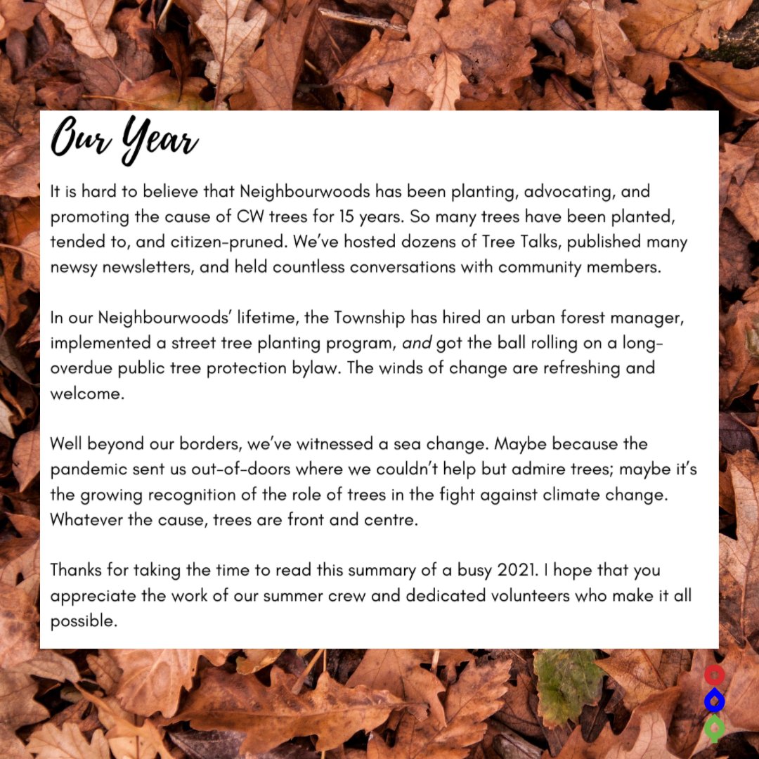 Neighbourwoods's tweet photo. Our Fall Newsletter is here!

After a busy and successful summer, we are thrilled to be heading in Fall, with some exciting events planned. Also featured is a recap of everything we got up to this summer, and what we've learned about our trees.

Read here: https://t.co/7izijJvq3M https://t.co/BS5tRQ8gRX