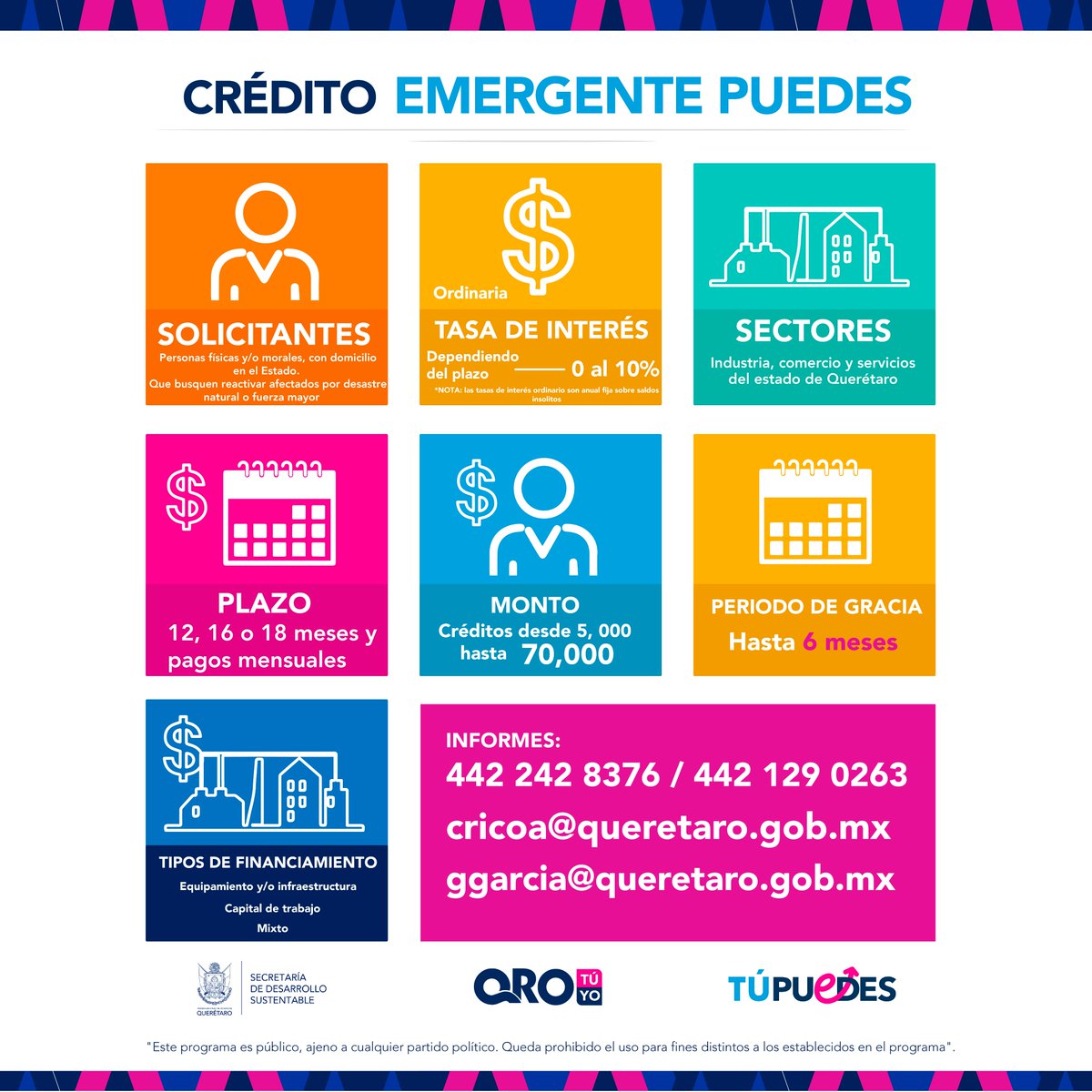 fiproe's tweet photo. #FIPROE son créditos hasta 70,000 pesos con un periodo de gracia hasta 6 meses 📅 ⌛️ 💰

¡#TÚPUEDES caminar y construir el patrimonio de tu familia!

https://t.co/n08KeVNLfn 📍

@PanchDominguez @gobqro @mdelprete @jhasjr @SEDESUQro https://t.co/rzs7RiKBYc