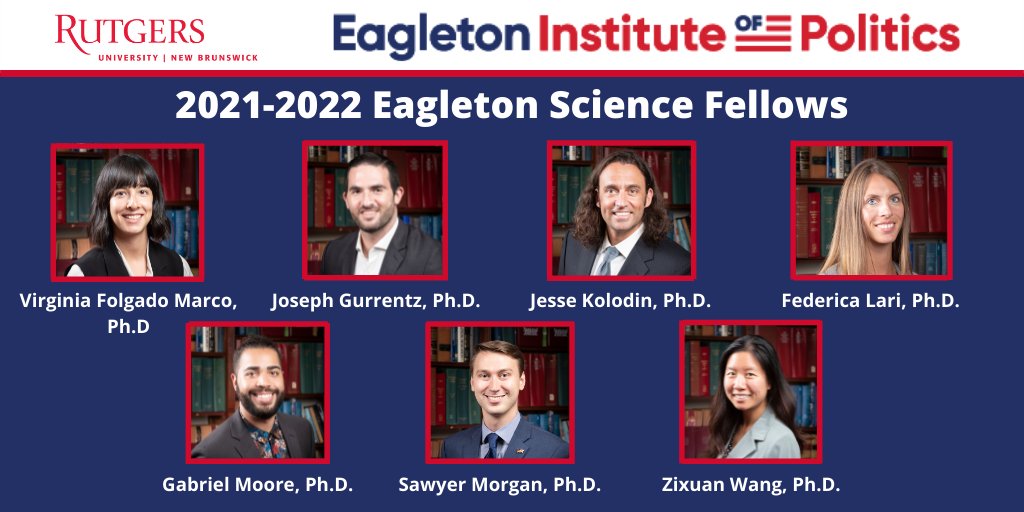 Eagleton_RU's tweet photo. Seven scientists join the 2021-2022 cohort of Eagleton Science and Politics Fellows.

Meet the Eagleton Science Fellows: https://t.co/7CkUxWJsKB

@RutgersU @RutgersNB @annadulencin @NJGov  #Science #Politics #NewJersey https://t.co/z2n3DR5WT7