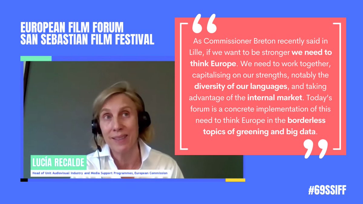 Lucia Recalde, Head of Unit Audiovisual Industry and Media Support Programmes at the <a href="/EU_Commission/">European Commission</a> speaking today during the #EuropeanFilmForum <a href="/sansebastianfes/">Donostia Zinemaldia - Festival de San Sebastián</a> #69SSIFF
#MEDIAprogEU
bit.ly/EFFSanSebastia…