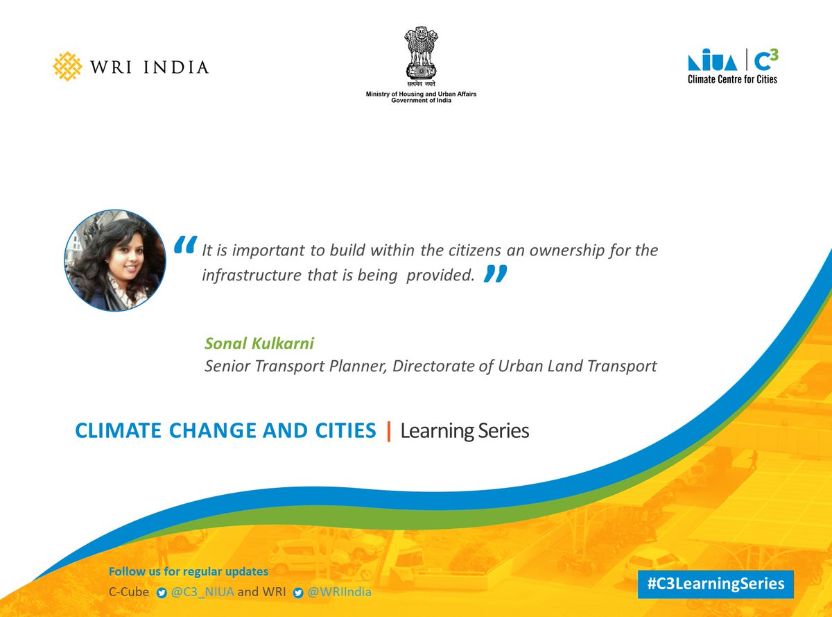 WRIIndia's tweet photo. #C3LearningSeries Here are some key quotes from the insightful session on Active Mobility Systems – Pandemic and Beyond.
Know more about the series, and watch webinar recordings here: https://t.co/i6BCxj0WC4
#ClimateAction #localclimateaction #climateactionplan https://t.co/14xlbcy2rX