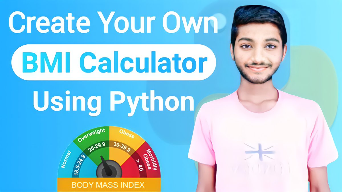 shaniprocoder's tweet image. Only for Coders :  
Build your own BMI Calculator using Python
youtube.com/watch?v=do3kQ8…
.
.
#pythonprogramming  #coders #codewithshani