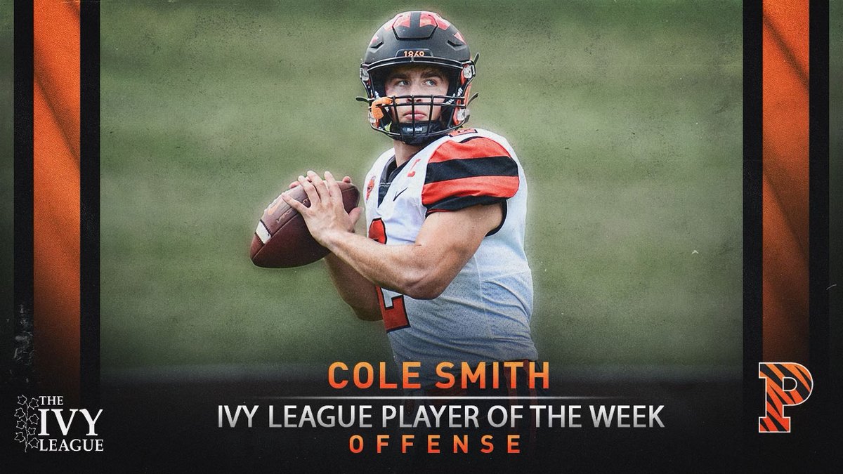 Cole Smith's first start couldn't have gone much better. 30-of-41. 412 yards. 3 touchdowns. A win. Now ... Ivy Offensive Player of the Week. goprincetontigers.com/news/2021/9/20…