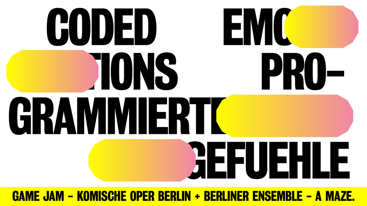 blnensemble's tweet photo. wir suchen Spieleentwickler:innen! mit @AMazeFest und @Komische_Oper wollen wir vom 5. bis 7.11. in einem Game Jam der Frage nachgehen, wie sich #Theater, Oper und Games vereinen und Gefühle programmieren lassen. https://t.co/VYlXNjm1Hf #codedemotions #AMaze2021 #berlin #gamejam https://t.co/EknJIELI8U