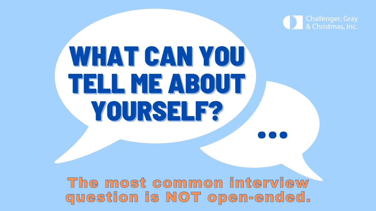 ChallengerGray's tweet photo. This common interview prompt: “Tell me about yourself,"
seems open-ended, but if done correctly, should set the stage for you to tell the interviewer exactly why you are the perfect fit for the position.

Learn more: https://t.co/zwLrVzjTdc https://t.co/TkNhTiO4k0