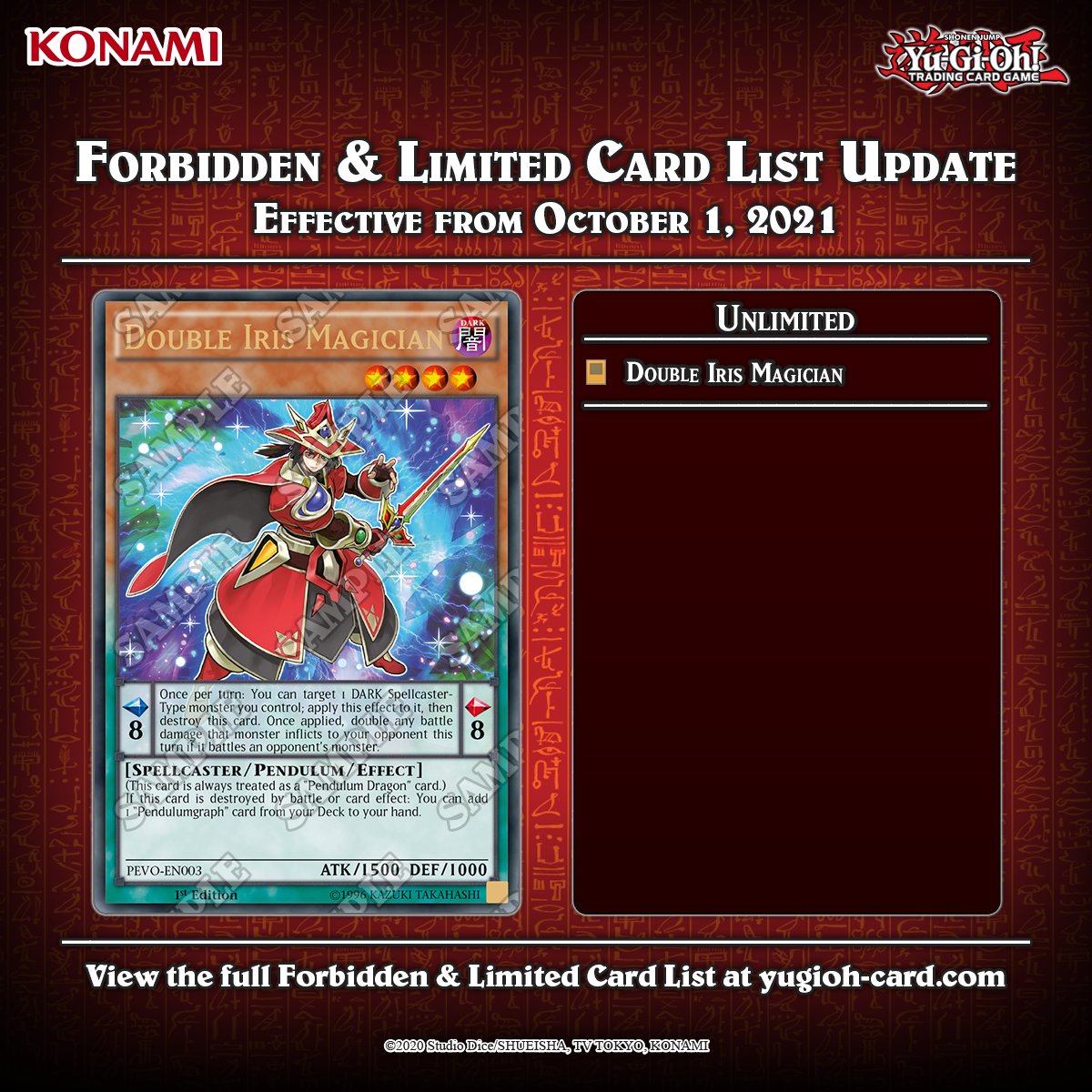 TCG ban list. Finite list. Still Dragon.