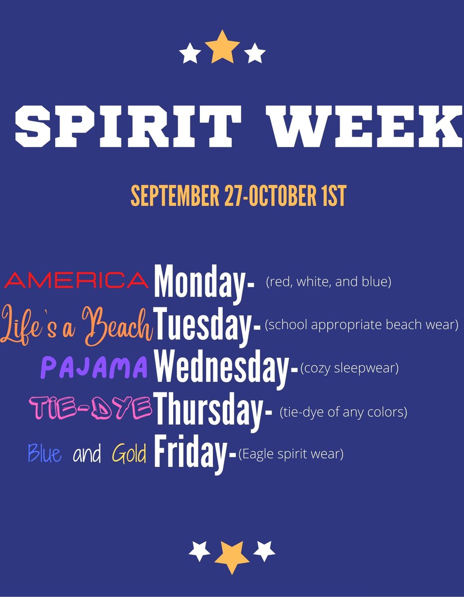 "Please see updated Spirit Week Dress-up Day themes"