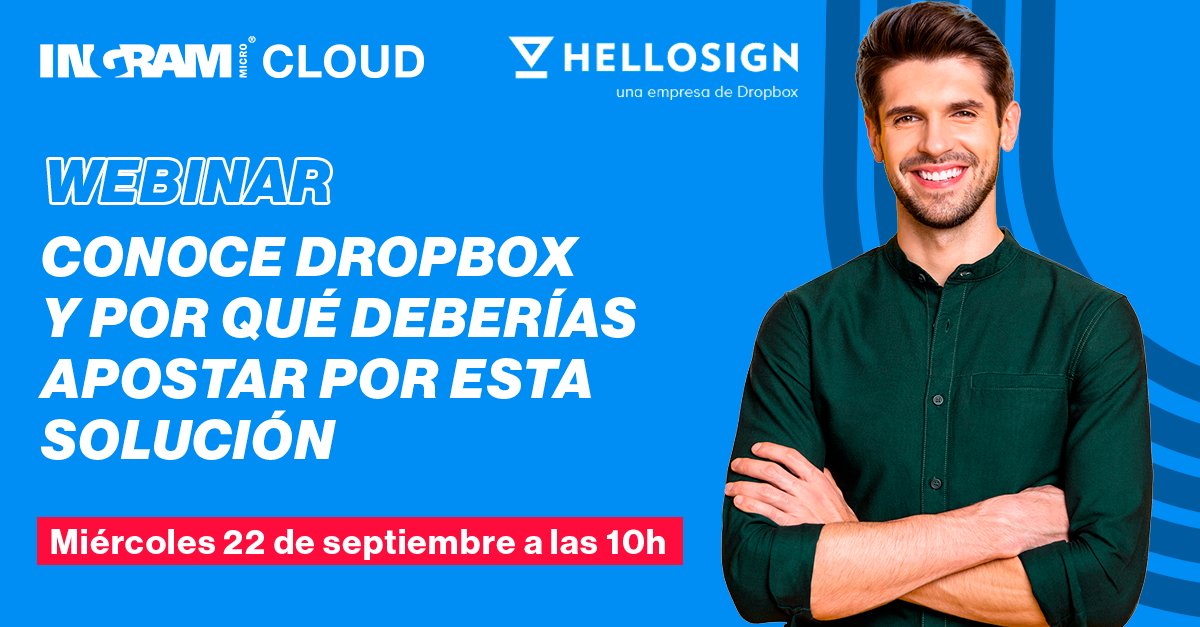 IngramMicroES's tweet photo. Te esperamos el 22 de septiembre en la sesión de Webinar junto a #Dropbox y #HelloSign, dónde conocerás los motivos por los que tus clientes necesitarán esta solución. 

Aprovecha esta oportunidad, ¡apúntate!
✍️ https://t.co/7EPuuUrWUb

#IngramMicroCloudES ☁️ https://t.co/VJrtVZhXYV
