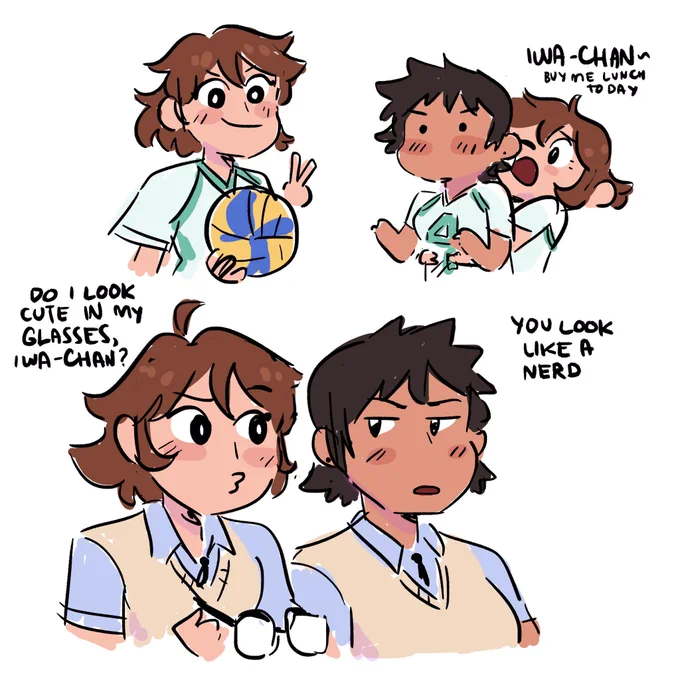 *throws fem iwaoi doodles at the bisexuals like an old lady throwing bread crumbs at the ducks* #Iwaoi #Haikyuu 