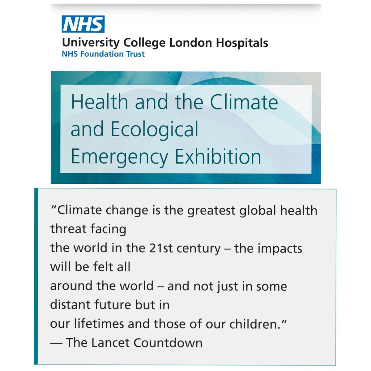 I'm part of the 'Health and the Climate and Ecological Emergency Exhibition' with <a href="/ArtsHealthcare/">Healthcare Arts Collective</a> <a href="/uclh/">UCLH</a>

Highlighting the relationship between #climatechange and our physical and #mentalhealth

My art installation 'Aurora' features an oil painting &amp; intimate audio recording