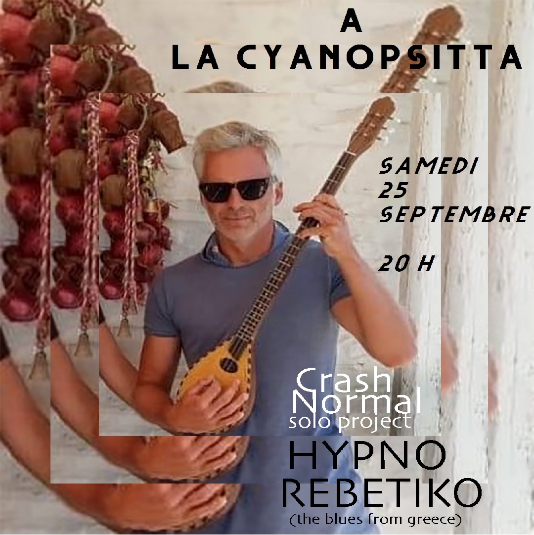 Hey ! Y a un concert à la cyano samedi ! Vous venez ? Merci <a href="/crashnormal/">crash normal</a>  !
C'est à 20h pile, ensuite on vous prépare un repas grec avec pleins de bonnes choses faites maison.