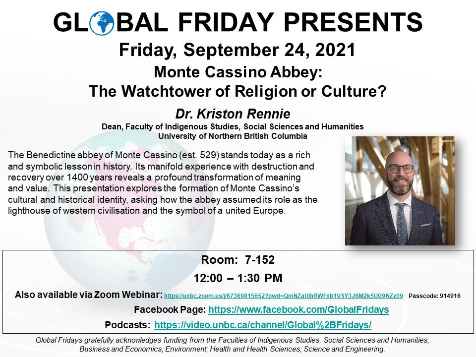 cnolin's tweet photo. @UNBC’s Global Friday speaker this week is the new Dean of @Faculty_ISSSH, Dr. @kristonrennie Join us in person on campus or online #GlobalFriday #academiclife @UNBCResearch https://t.co/BR4SAN60Pl
