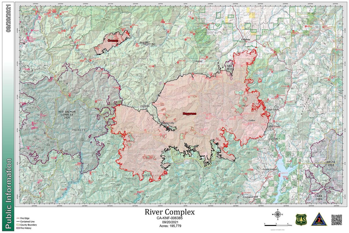 Klamath_NF's tweet photo. #RiverComplex Update September 20, 2021
Total acreage: 195,799 Haypress/Summer: 189,839 Cronan: 5,940 Containment: 50%
For more information visit: https://t.co/ABCw7QcenD 
#rivercomplex2021  #fireseason2021  #rivercomplexfire https://t.co/V0SnLX5Hin
