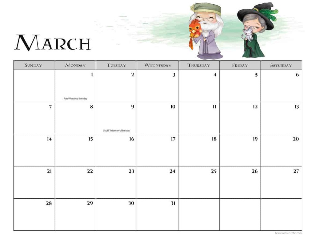 I have seen quite a few Printable Harry Potter calendars but none of them quite work for me.

Read the full article: Free Harry Potter 2021 Calendar
▸ lttr.ai/mRPm

#harrypotter #HarryPotterRelatedBirthdays #ExtraGeekyTouches #FavoriteCharactersListed