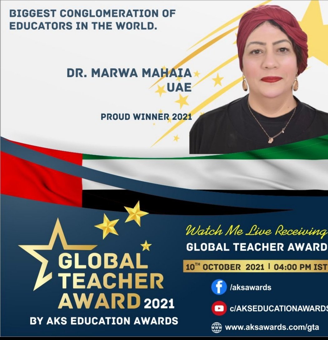 MarwaMahya's tweet photo. Alhamdulillah I got Global teacher award 2021 
وما توفيقي إلا بالله اللهم لك الحمد ولك الشكر يارب العالمين 🙏🙏🙏🙏🙏
#KHD #achievements #success #leadershipdevelopment #teacherofDubai #education #JSSPS https://t.co/71ZCgqUW7r