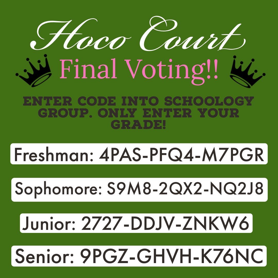 Final Hoco Court voting starts today! Ends Thursday at 8am!