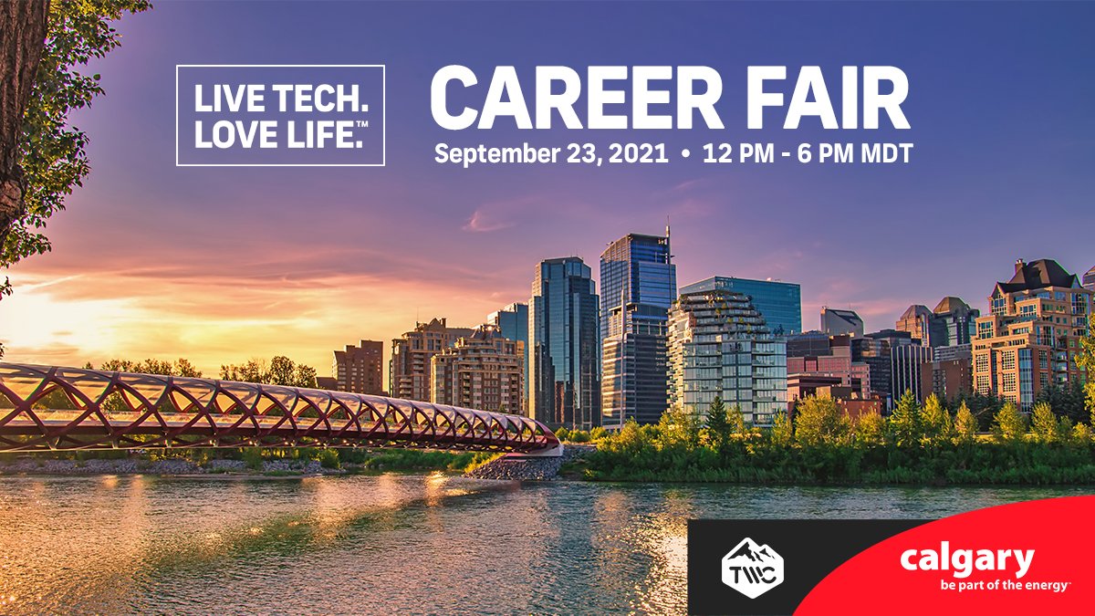 calgaryeconomic's tweet photo. The #LiveTechLoveLife Career Fair is this Thursday, Sept. 23, hosted by @calgaryeconomic &amp; @collective_west. Meet top #tech companies hiring in Calgary. Register for free today. ➤ https://t.co/kCpiSlkbKX #yyctech https://t.co/t9sY0MniB3